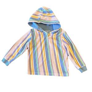RuffleButts Terry Knit Hooded Sweatshirt Size 3T Striped Rainbow Lane Hooded